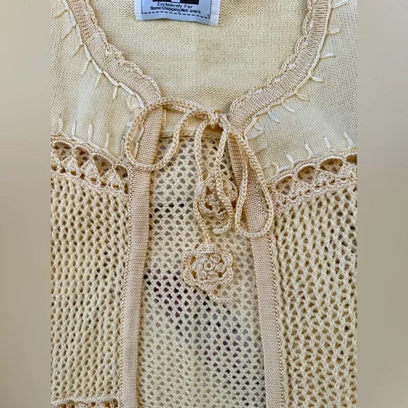 Storybook Knits Butter Yellow Open Weave Delicate Crochet Whimsical Oversized S - Picture 3 of 11